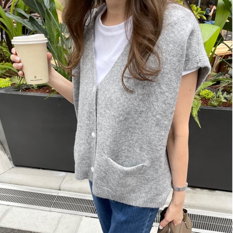 Wide cocoon vest(Gray)