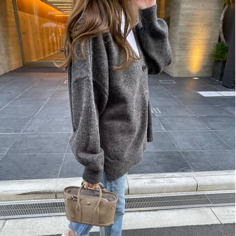 Side slit over cardigan(Charcoal gray)