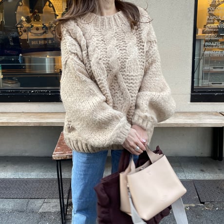Low gauge volume knit(Beige)