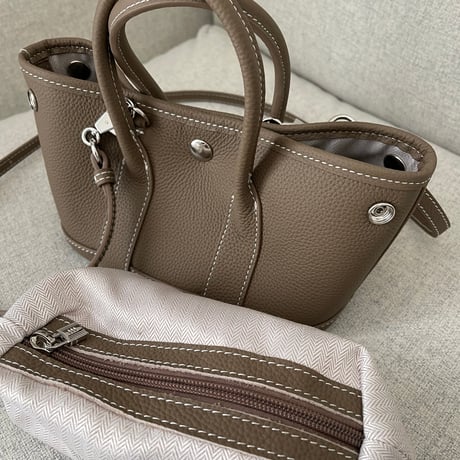 Leather mini tote bag(toupe)