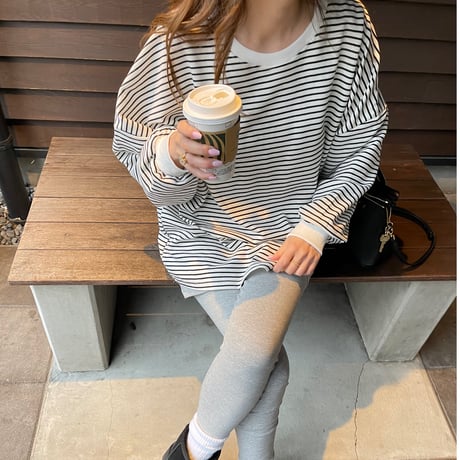 Border long t-shirts(Ivory)