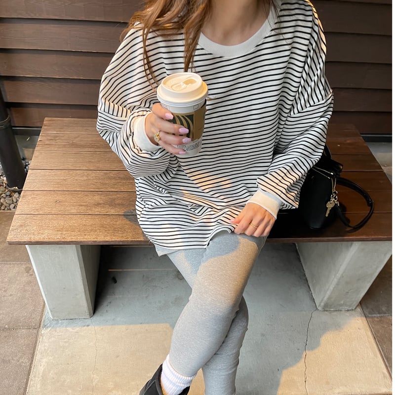 Border long t-shirts(Ivory) | K Border long t-shirts(Ivory) | K