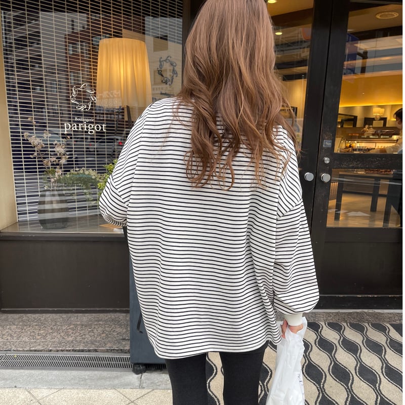 Border long t-shirts(Ivory) | K Border long t-shirts(Ivory) | K