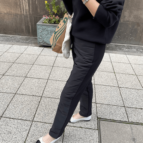 Quilted tapered pants (Black)