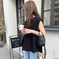 Tuck flare sweat tops(Black)