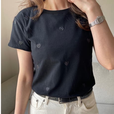 Heart basic t-shirts(Black)
