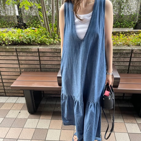 Flare long onepiece(Blue)