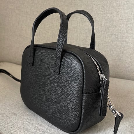 Leather mini square bag(Black)