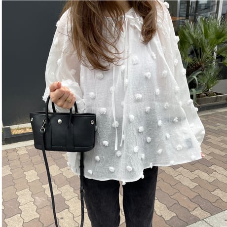 Sheer dot blouse(White)