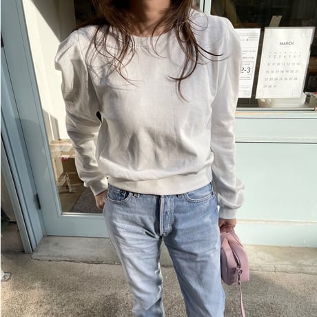 Puff sleeve sweatshirts(White)