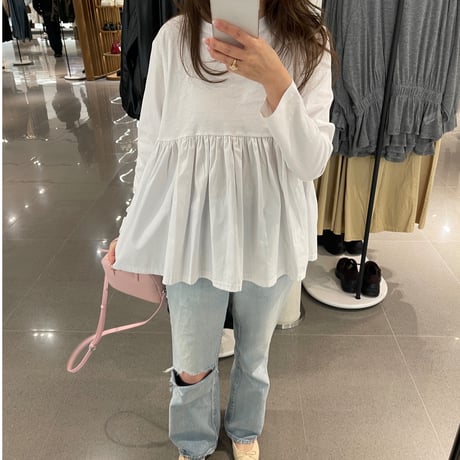 Flare gather tops(White)