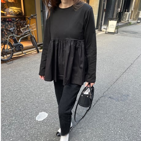 Flare gather tops(Black)