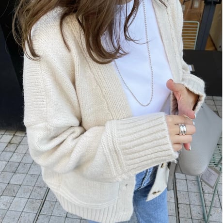 Over size pocket cardigan (Ivory)