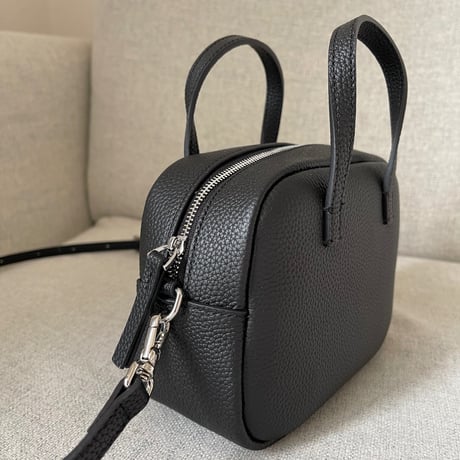 Leather mini square bag(Black)