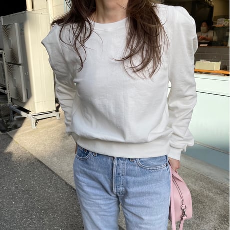 Puff sleeve sweatshirts(White)