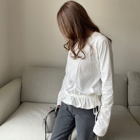 Frill gather cutsew(White)