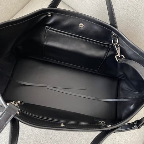 Leather large tote bag(Black)