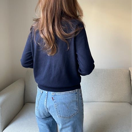 Bicolor cardigan(Navy)