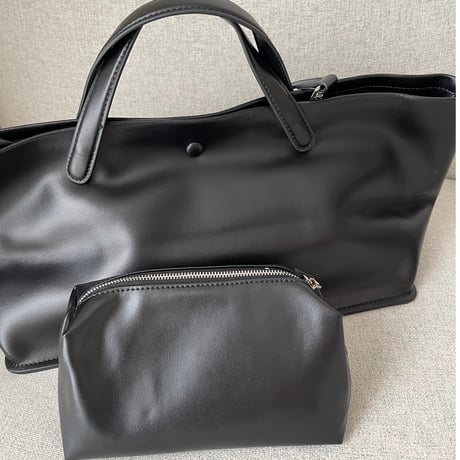Leather large tote bag(Black)