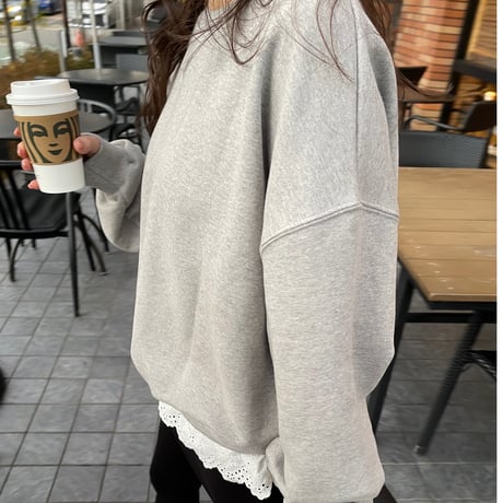 Layered lace sweat(Gray)