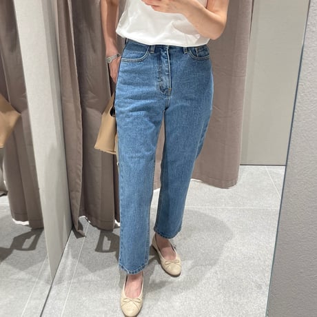 High-waist taperd denim(Blue)