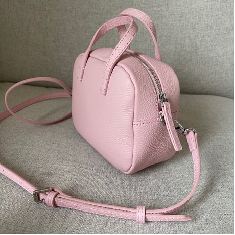 Leather mini square bag(Pink)