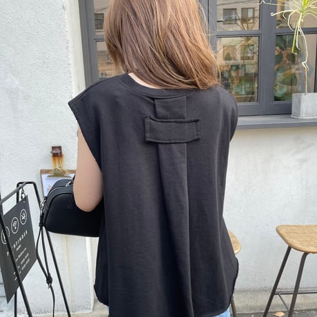 Tuck flare sweat tops(Black)
