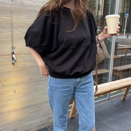 Wide balloon sweat tops(Black)