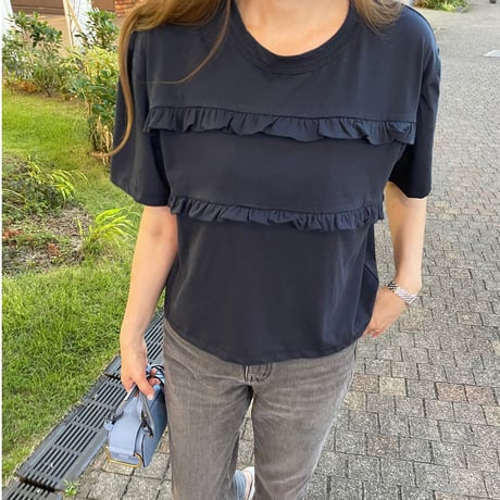 Dowble frill t-shirts(Navy)