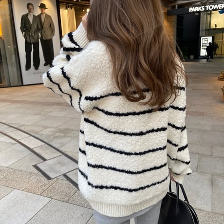 Boa wool boader cardigan(Ivory)
