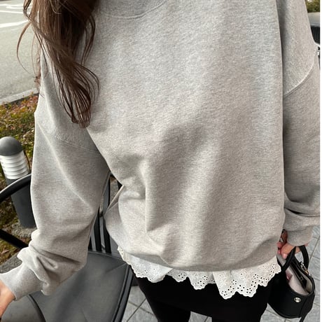 Layered lace sweat(Gray)