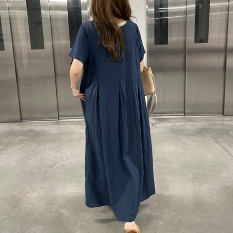 Mellow long onepiece(Navy)