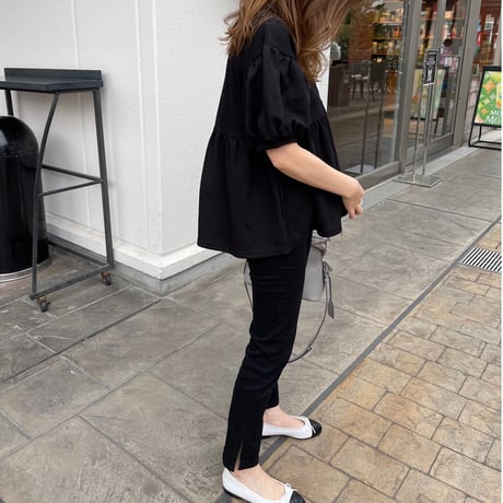 Balloon half sleeve pullover (Black)