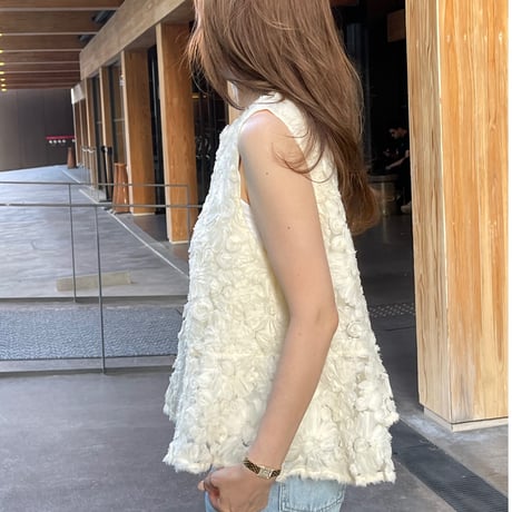 【6月再販】Flower tulle lace tops