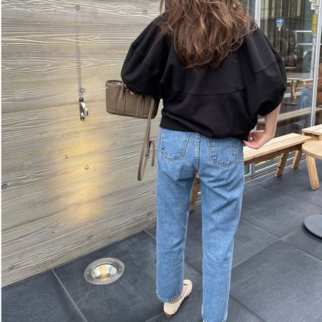 High-waist taperd denim(Blue)