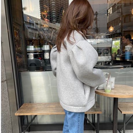 Puff sleeve sweat cardigan(Gray)
