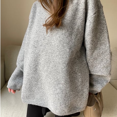 Over size wool knit(Gray)