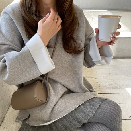 Side cut box pullover(Gray)