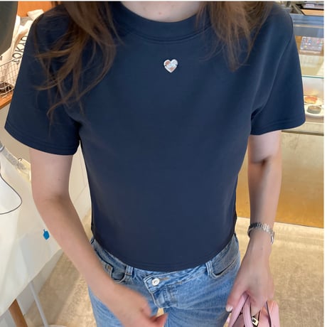 Heart plate t-shirts(Navy)