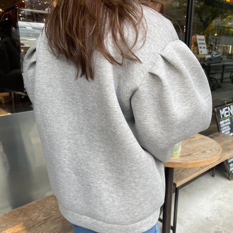Puff sleeve sweat cardigan(Gray)