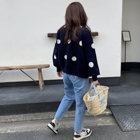 Dot cardigan(Navy)