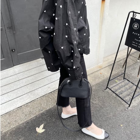 Leather mini sholder bag(Black)