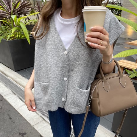 Wide cocoon vest(Gray)