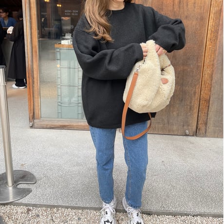 Over size wool knit(Black)
