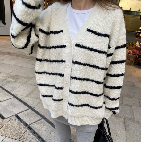 Boa wool boader cardigan(Ivory)