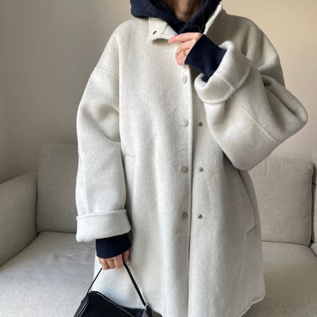 【Hand made】Wool 100% Over coat(Ivory)