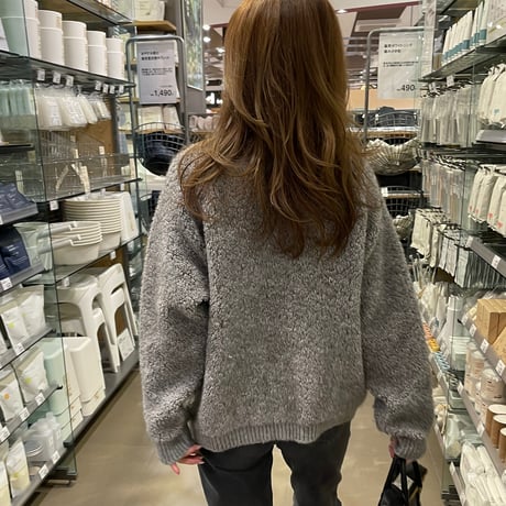 Bouclé knit cardigan(Gray)