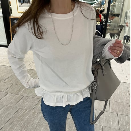Frill gather cutsew(White)