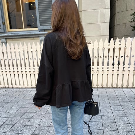 Teard flare sweat(Black)