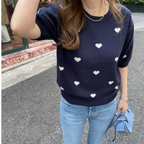 Heart knit(Navy)